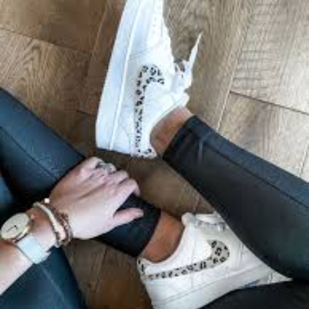 Nike Court Vision Low Leopard Swoosh White (Women's)